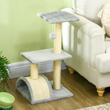 Multi-level Cat Tree with Sisal Scratching Post, 72cm - Light Grey - Cat Trees - Purr Wish