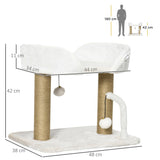 Small Cat Tree with Sisal Scratching Post & Bed, 42cm - White - Cat Trees - Purr Wish