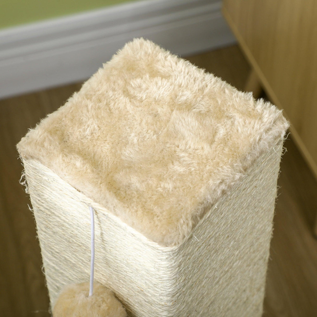 Jute Cat Scratching Post w/ Hanging Toy, 79Hcm - Beige - Cat Scratchers - Purr Wish