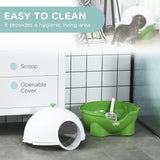 Enclosed Cat Litter Box with Lid, Scoop, Front Entrance - Green - Cat Litter Trays - Purr Wish