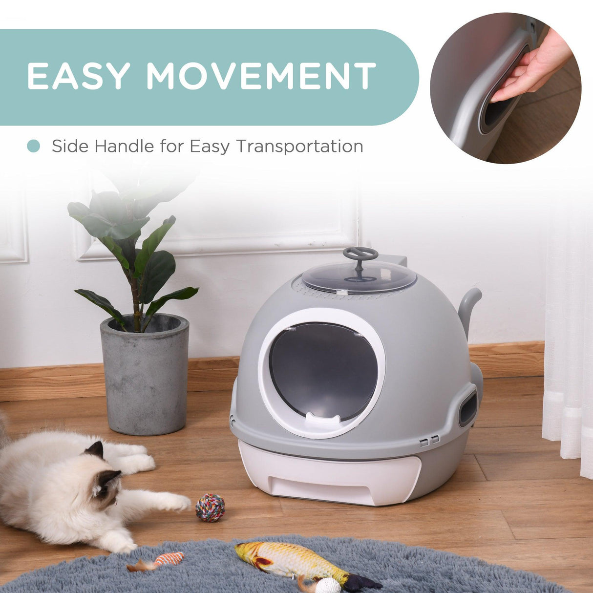 Enclosed Drawer Cat Litter Box - Light Grey - Cat Litter Trays - Purr Wish