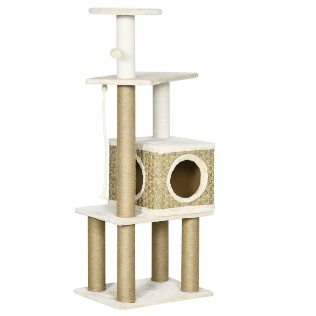 Cat Tree Climbing Tower, 128cm - Beige - Cat Trees - Purr Wish
