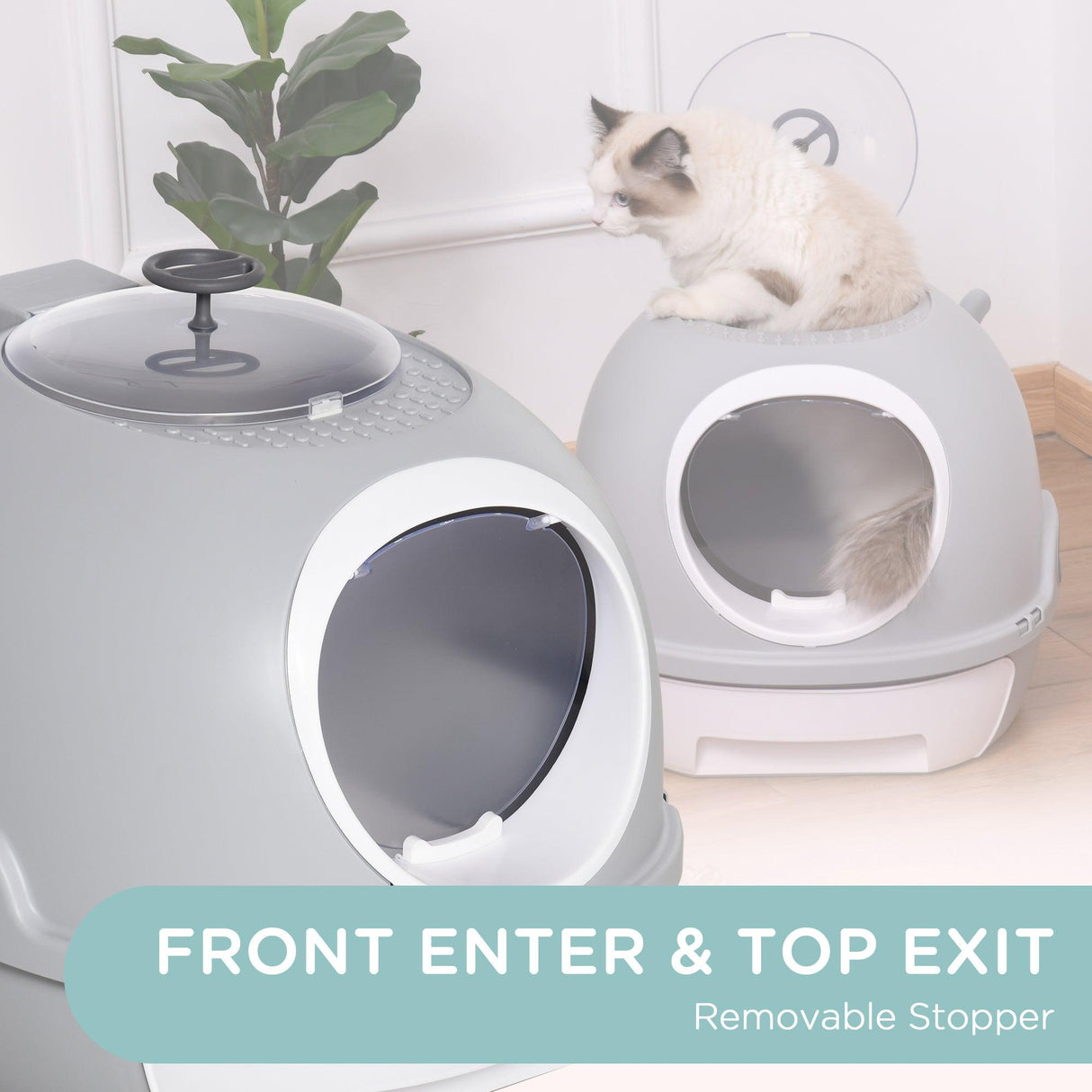 Enclosed Drawer Cat Litter Box - Light Grey - Cat Litter Trays - Purr Wish