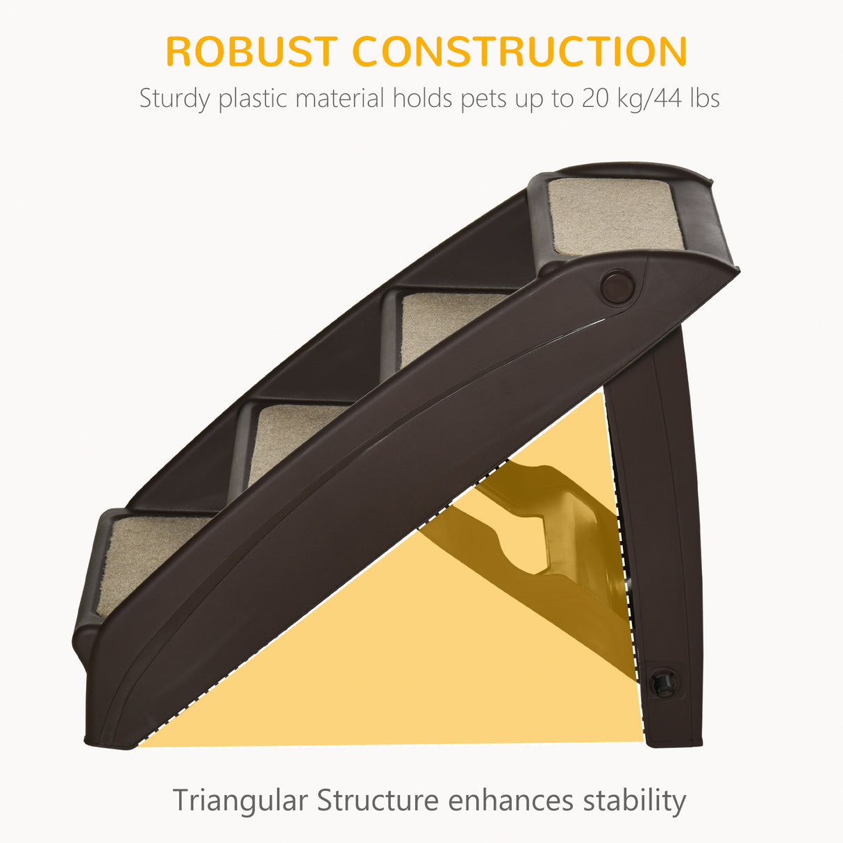 Foldable Pet Stairs for Cats, Dark Brown, 62cm