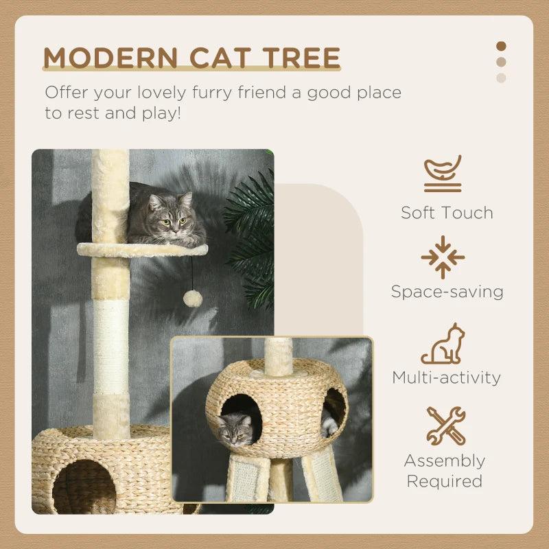 Multi-level Cat Tree w/ Scratchers, Cat House, 225-255cm - Beige - Cat Trees - Purr Wish