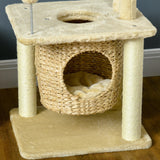 Weaved Cat Tree w/ Scratching Posts, Bed, Toy Ball, 74cm - Beige - Cat Trees - Purr Wish