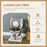 Cat Tree w/ Scratching Posts, Tunnel, Plush Bed, 73cm - Grey & White - Cat Trees - Purr Wish