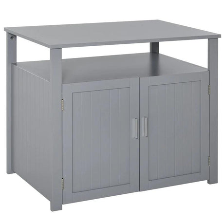 Cat Litter Box Enclosure Nightstand 66H x 76L x 51Wcm - Grey - Cat Litter Trays - Purr Wish