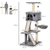 Multi-Activity Cat Tower, 130cm - Grey - Cat Trees - Purr Wish