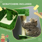 Indoor Cat Climbing Tree with Green Leaves, 77cm - Green & White - Cat Trees - Purr Wish