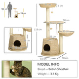 Weaved Cat Tree w/ Sisal Posts & House, 119cm - Natural - Cat Trees - Purr Wish