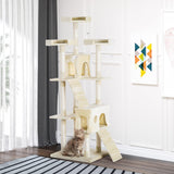 Multi-Level Cat Tower, Scratching Post, Cat Bed, 181cm - Beige - Cat Trees - Purr Wish