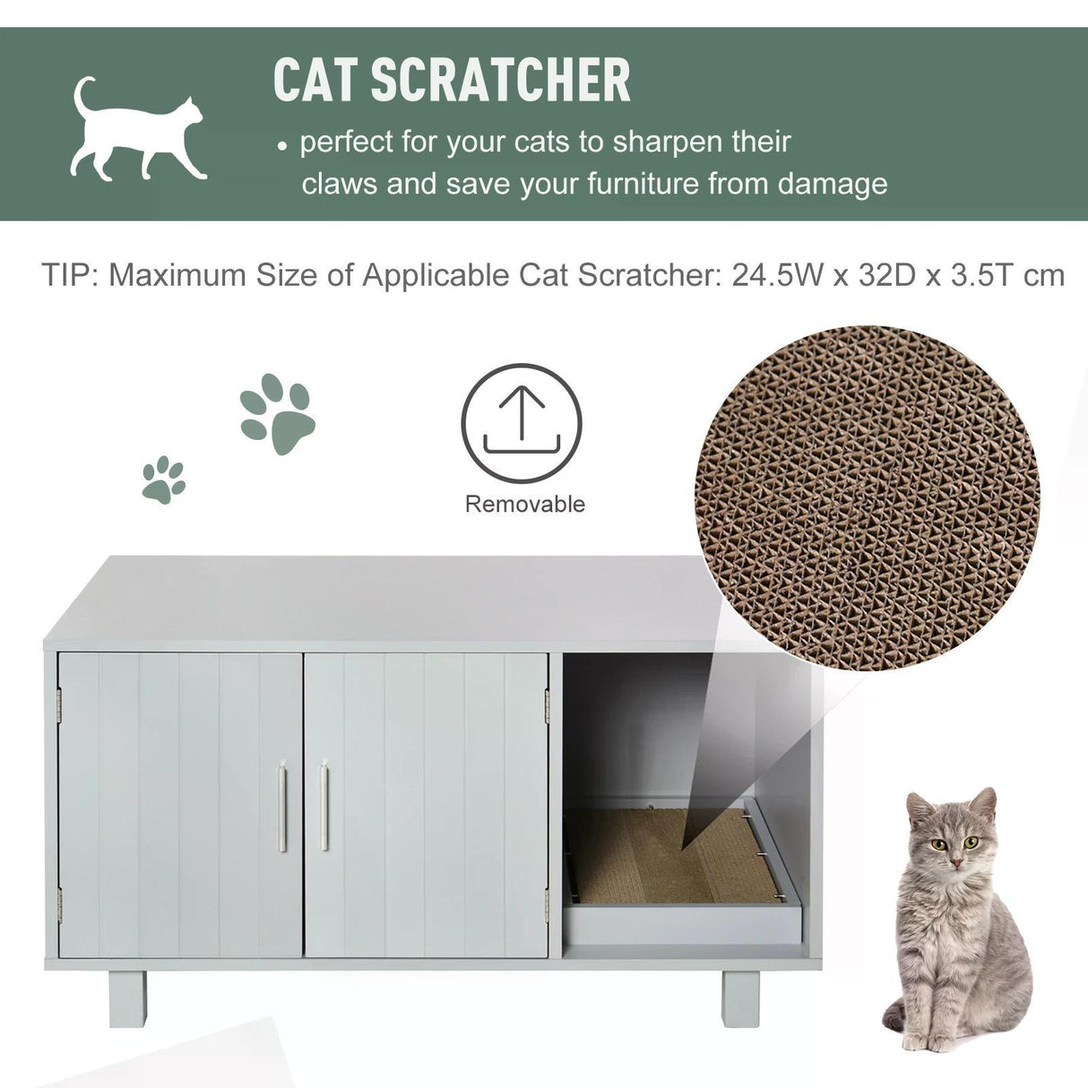 Cat Litter Box Enclosure & House - Grey - Cat Litter Trays - Purr Wish