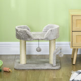 Cat Tree with Toy Balls and Sisal Scratching Post, 42cm - Light Grey - Cat Trees - Purr Wish