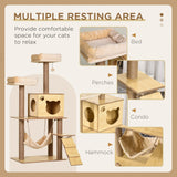 Multi-Level Cat Tree, Scratching Posts, Condo, Ball, 130cm - Yellow - Cat Trees - Purr Wish
