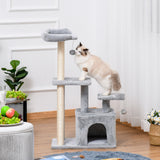 Cat Tower with Perch and Hanging Ball Toy, 114cm - Grey - Cat Trees - Purr Wish