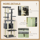 Multi-level Cat Tree w/ Scratching Posts, Bed, Condo, 184cm - Grey - Cat Trees - Purr Wish