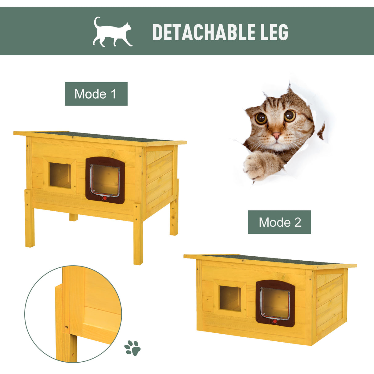 Garden Wooden Cat House Outdoor Pet Shelter