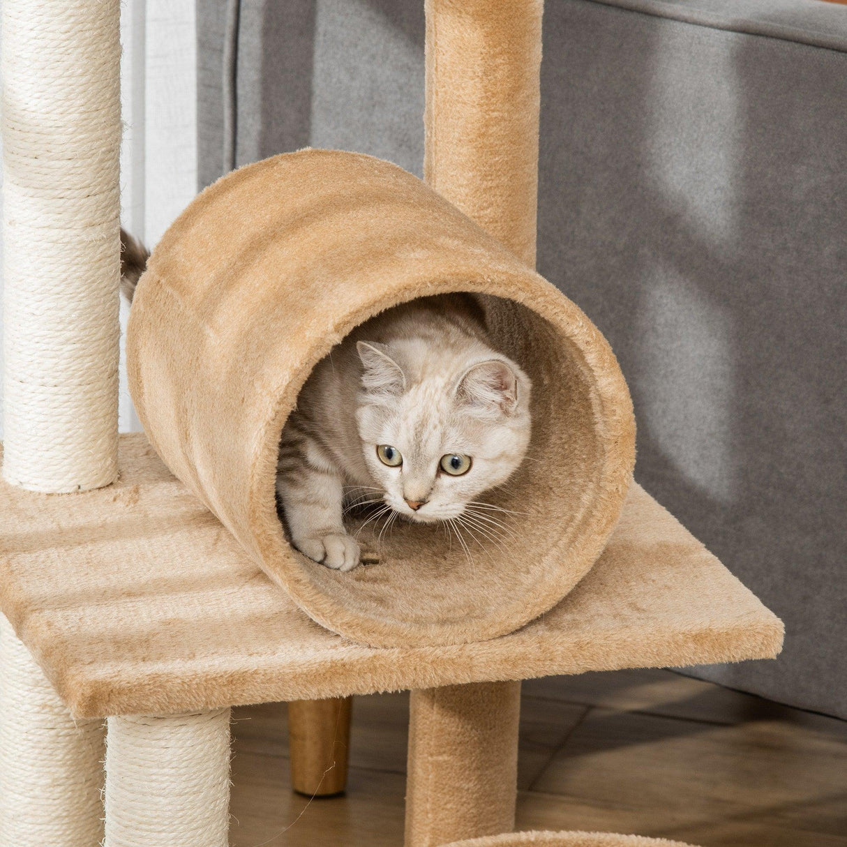 Cat Tree Tower Activity Center, 121cm - Light Brown - Cat Trees - Purr Wish