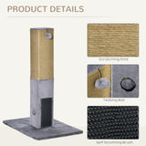Cat Scratching Post w/ Self Grooming Brush, 79cm - Grey - Cat Scratchers - Purr Wish