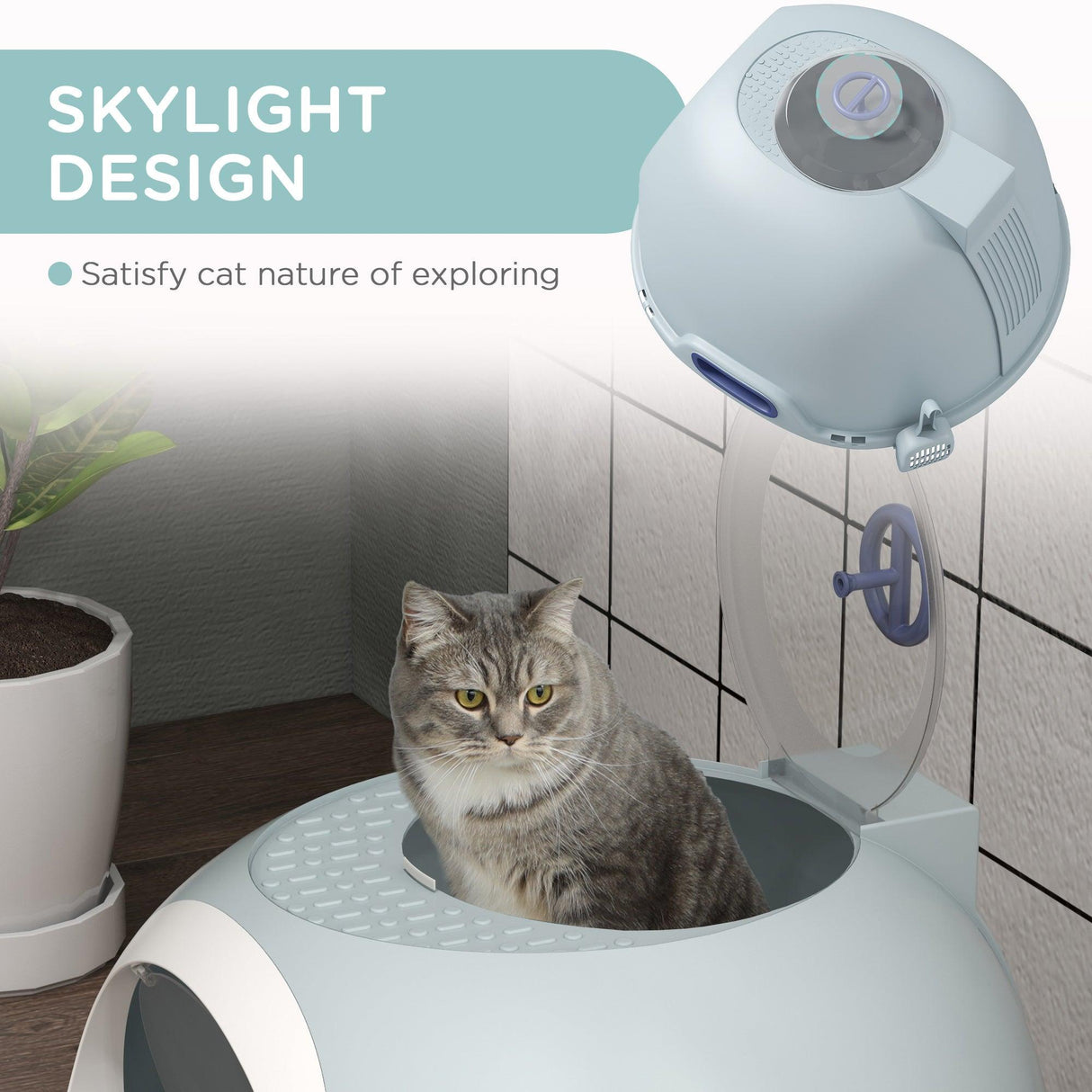 Enclosed Drawer Cat Litter Box - Light Blue - Cat Litter Trays - Purr Wish