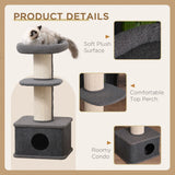 Grey Multi-Level Cat Tower with Plush Perches
