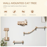 4-Piece Brown Wall-Mounted Cats Climbing Shelf Set - Cat Walls - Purr Wish