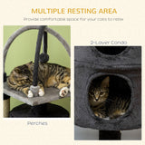 Cat Tree with Scratching Posts & Bed, 114cm - Dark Grey - Cat Trees - Purr Wish