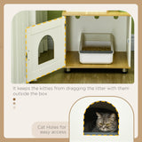 Cat Tree w/ Built-in Litter Box, 176cm - Oak & Green - Cat Trees - Purr Wish