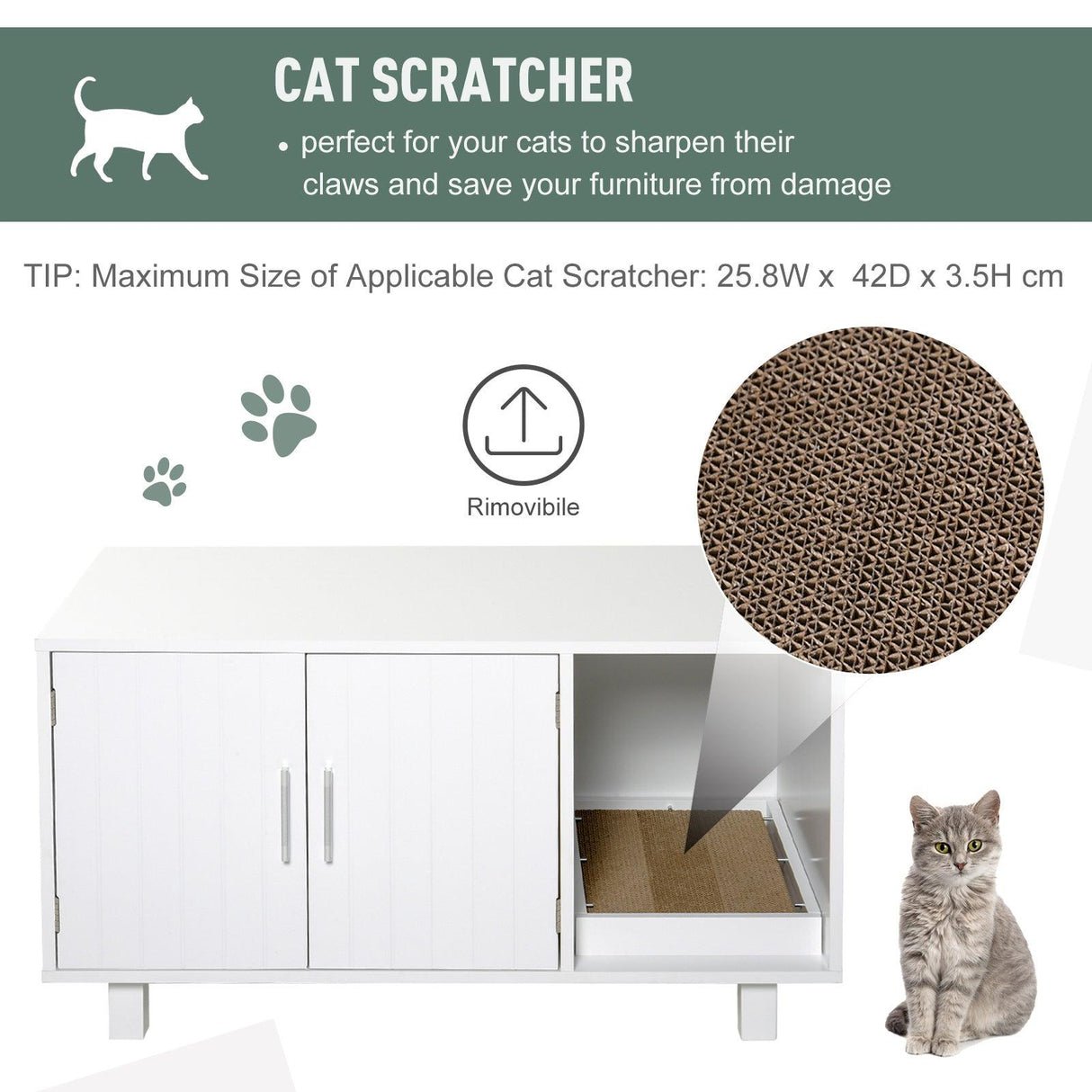 Cat Litter Box Enclosure & House - White - Cat Litter Trays - Purr Wish