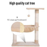 Cat Tree Hammock Bed w/ Scratching Post, 70cm - Beige - Cat Trees - Purr Wish