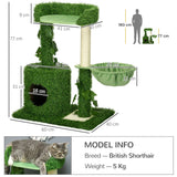 Indoor Cat Climbing Tree with Green Leaves, 77cm - Green & White - Cat Trees - Purr Wish