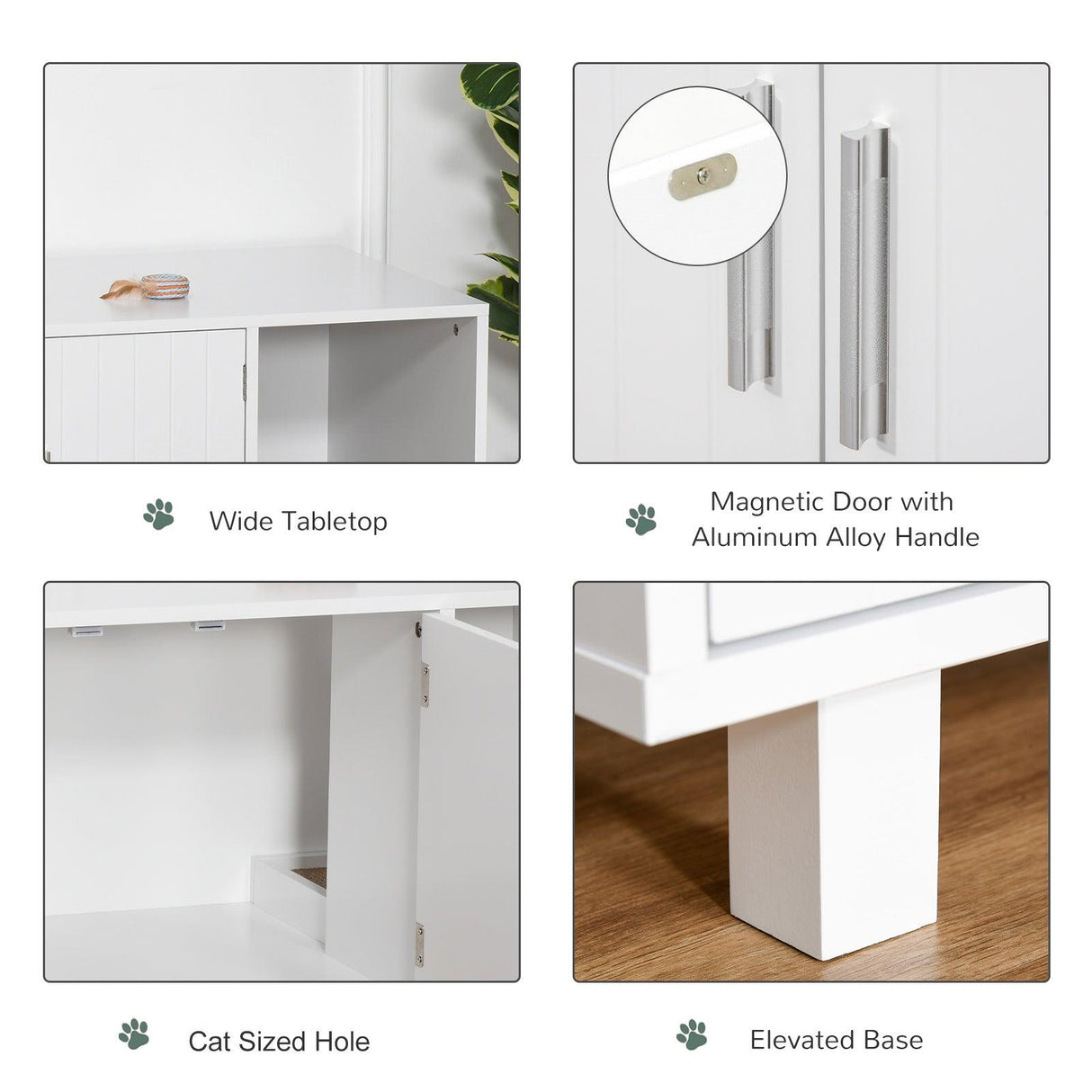 Cat Litter Box Enclosure & House - White - Cat Litter Trays - Purr Wish