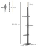Floor-to-Ceiling Cat Tree with 3 Perches, 228-260cm - Grey - Cat Trees - Purr Wish