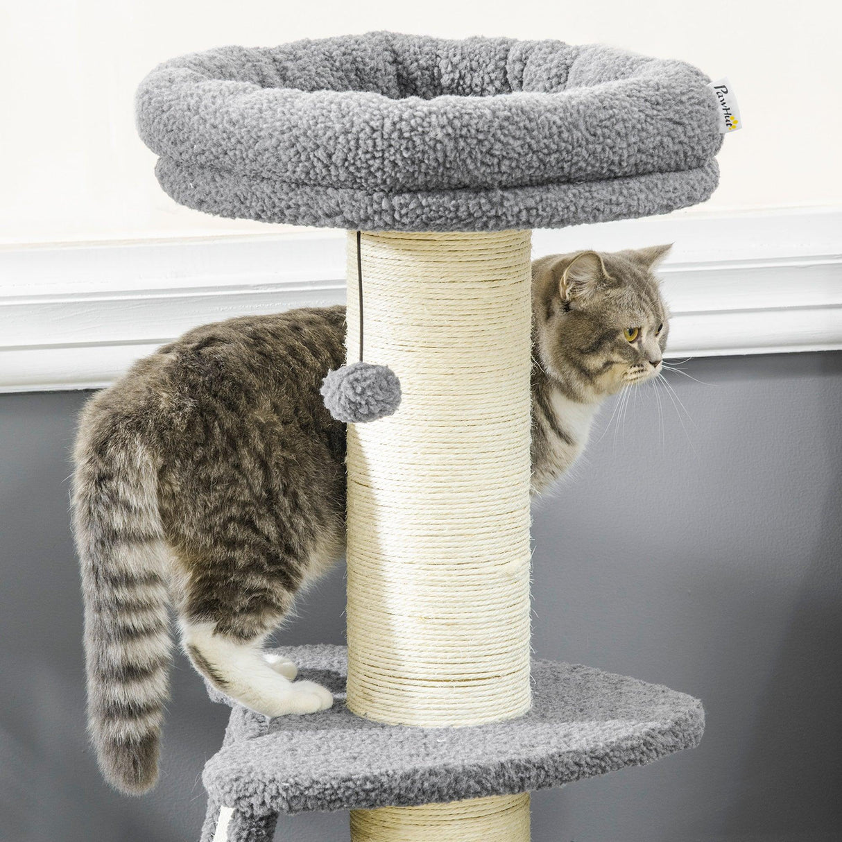 Contemporary Cat Tree & Bed, 127 cm - Grey & Beige - Cat Trees - Purr Wish