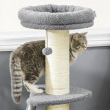 Contemporary Cat Tree & Bed, 127 cm - Grey & Beige - Cat Trees - Purr Wish