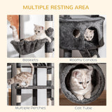 Adjustable Height Cat Tree, 240-260cm - Dark Grey - Cat Trees - Purr Wish