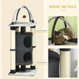 Cat Tree with Scratching Posts & Bed, 114cm - Dark Grey - Cat Trees - Purr Wish