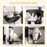 Adjustable Cat Tree Fun House, Black & White - Cat Trees - Purr Wish