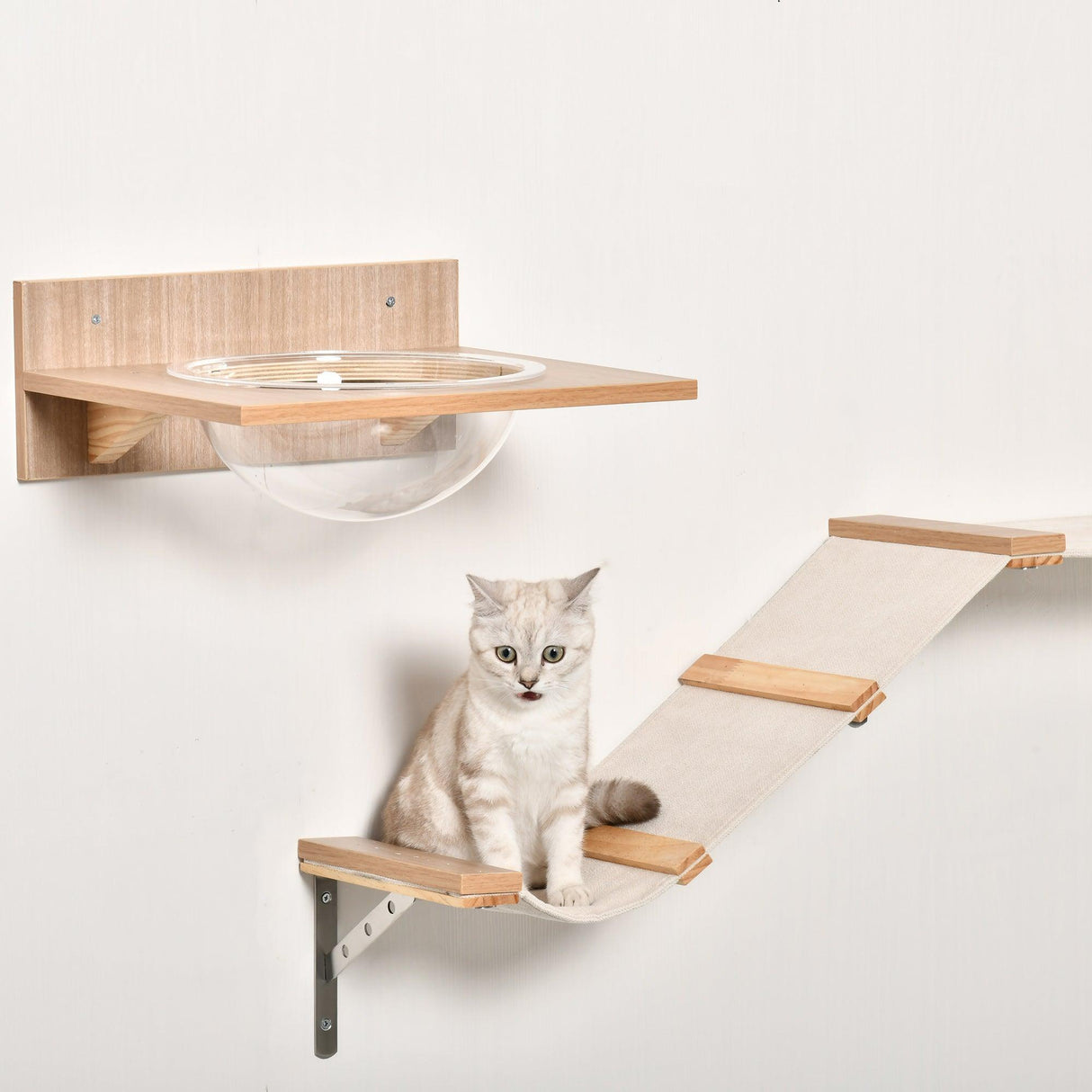 4-Piece Brown Wall-Mounted Cats Climbing Shelf Set - Cat Walls - Purr Wish