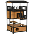 3-Tier Wooden Cat House for Winter Kitten Lodge w/ Tilted Roof, Yellow
