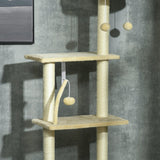6-Tier Floor-to-Ceiling Adjustable Cat Tree, 230-250cm - Beige - Cat Trees - Purr Wish