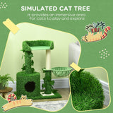 Indoor Cat Climbing Tree with Green Leaves, 77cm - Green & White - Cat Trees - Purr Wish