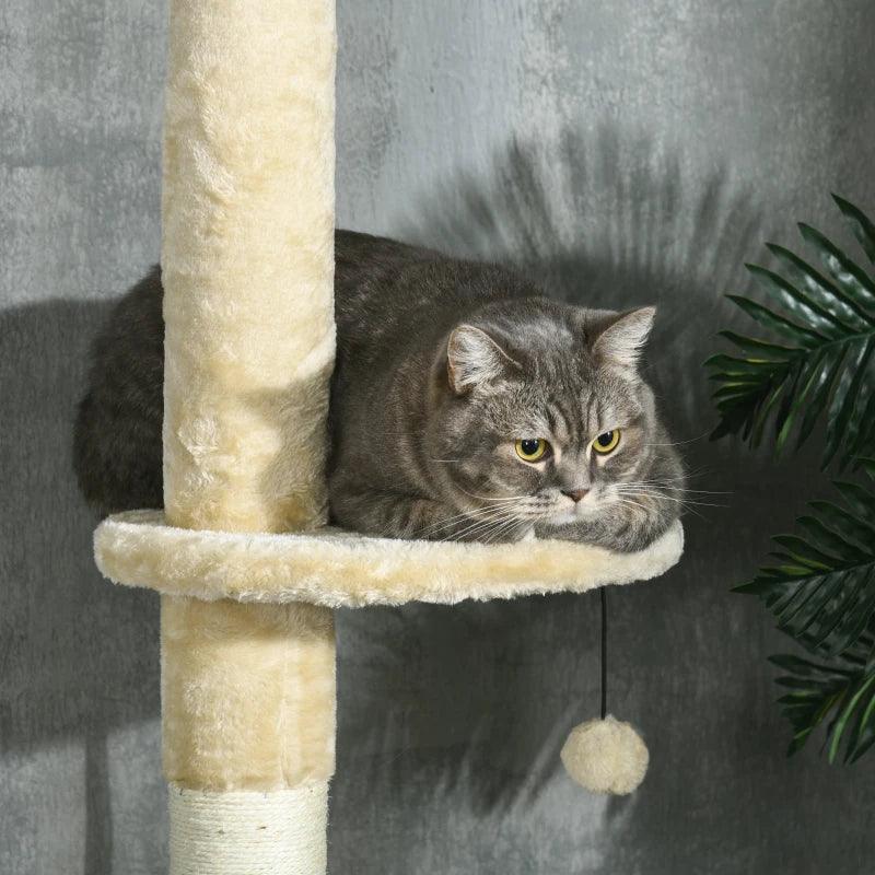 Multi-level Cat Tree w/ Scratchers, Cat House, 225-255cm - Beige - Cat Trees - Purr Wish